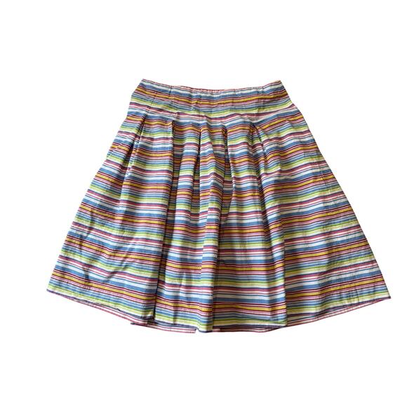 TALBOTS skirt, size Women's 8; colorful stripes & crisp Cotton; Flared styling - Picture 2 of 6